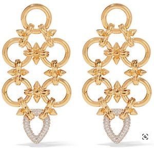 Noir Jewelry Gabriella Statement Earrings Medieval Lattice style goldtone